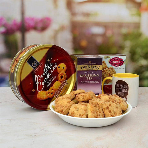 Karachi Cashew Biscuit, Butter Cookies, Tea with Mug - YuvaFlowers
