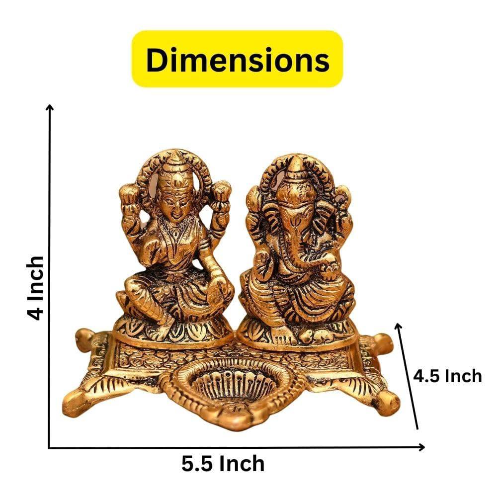 Lakshmi Laxmi Ganesh murti Idol Ganesha Diya puja Deepak - Metal Lakshmi Ganesh Statue - Diwali Home Decoration Items - Lakshmi Ganesh for Diwali Showpiece Oil Lamp - YuvaFlowers