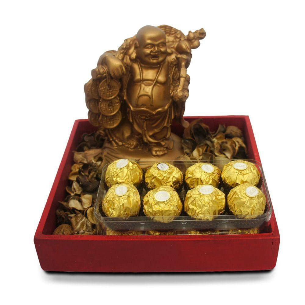 Laughing Buddha & Chocolates Combo - YuvaFlowers