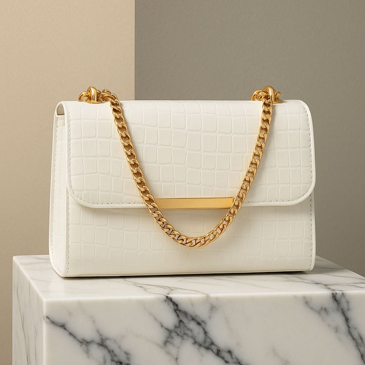 Leatherette Side Sling Bags For Women's Ladies Croco