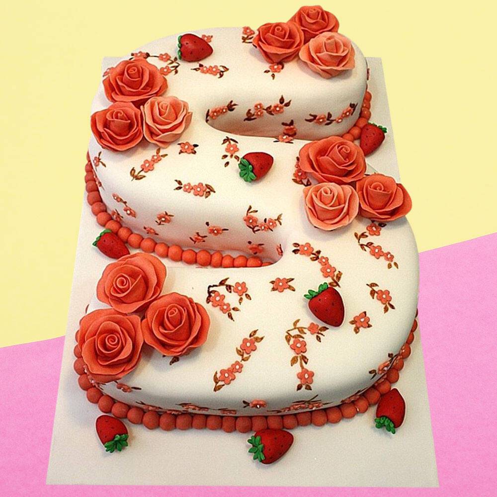 Letter S Strawberry Cake - YuvaFlowers