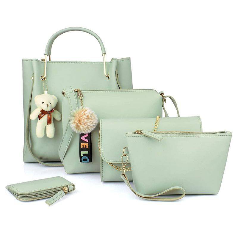 Light Green Qaafa Handbag  (set of 4) - YuvaFlowers