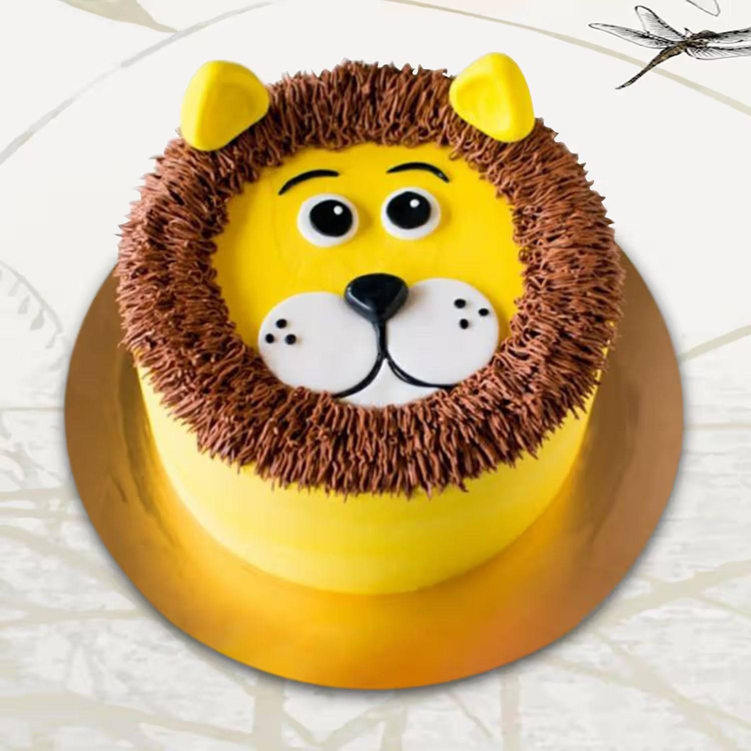 Lion Face Cake Theme - Cartoon Cake - YuvaFlowers