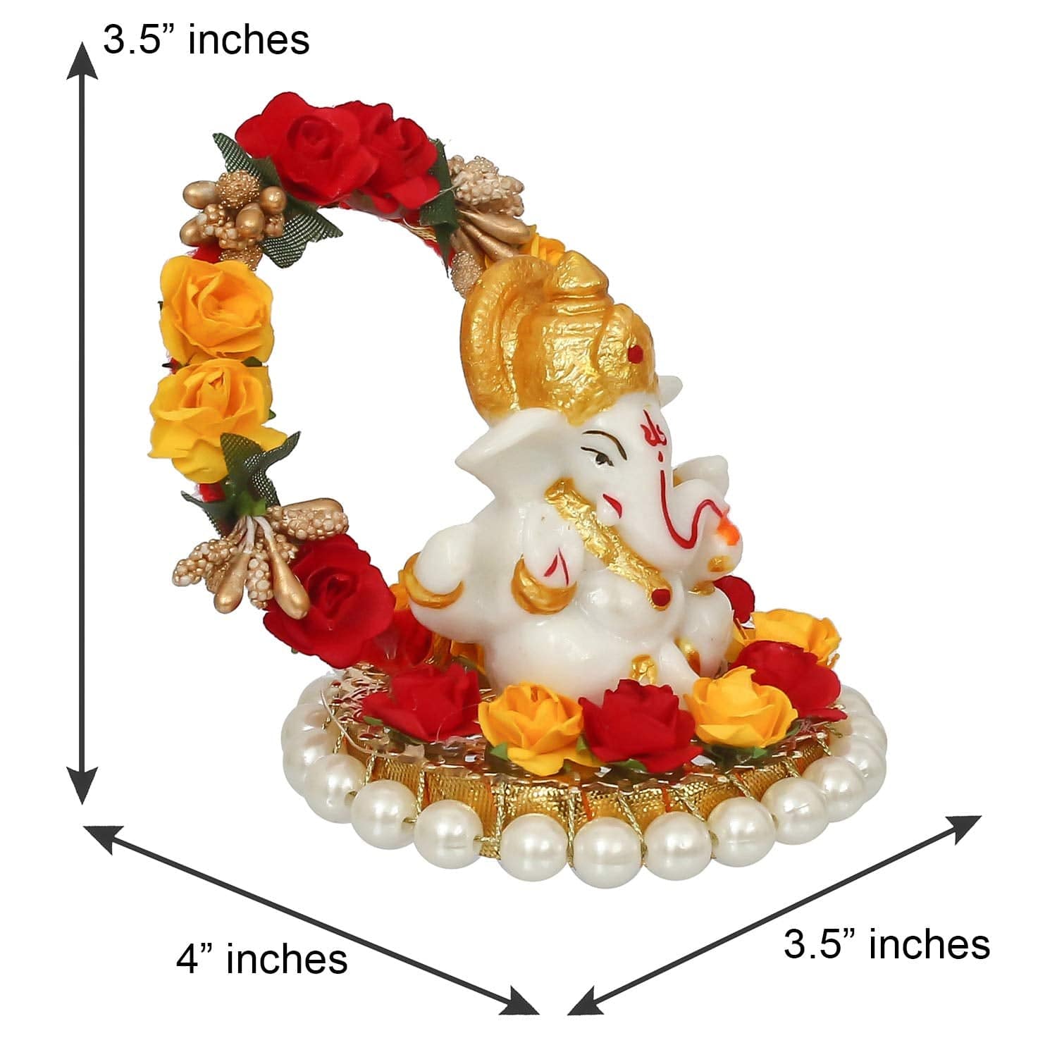 Lord Ganesha Idol on Decorative Handcrafted Plate for Home and Car - YuvaFlowers