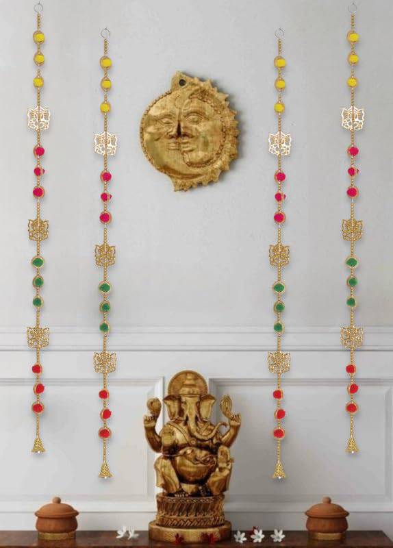 Lotus Hangings for Decoration Wall Hangings for Temple Decor, Diwali Decor | Diwali Decoration Items for Home Decor | Pooja Decoration Items (Pack of 6) - YuvaFlowers