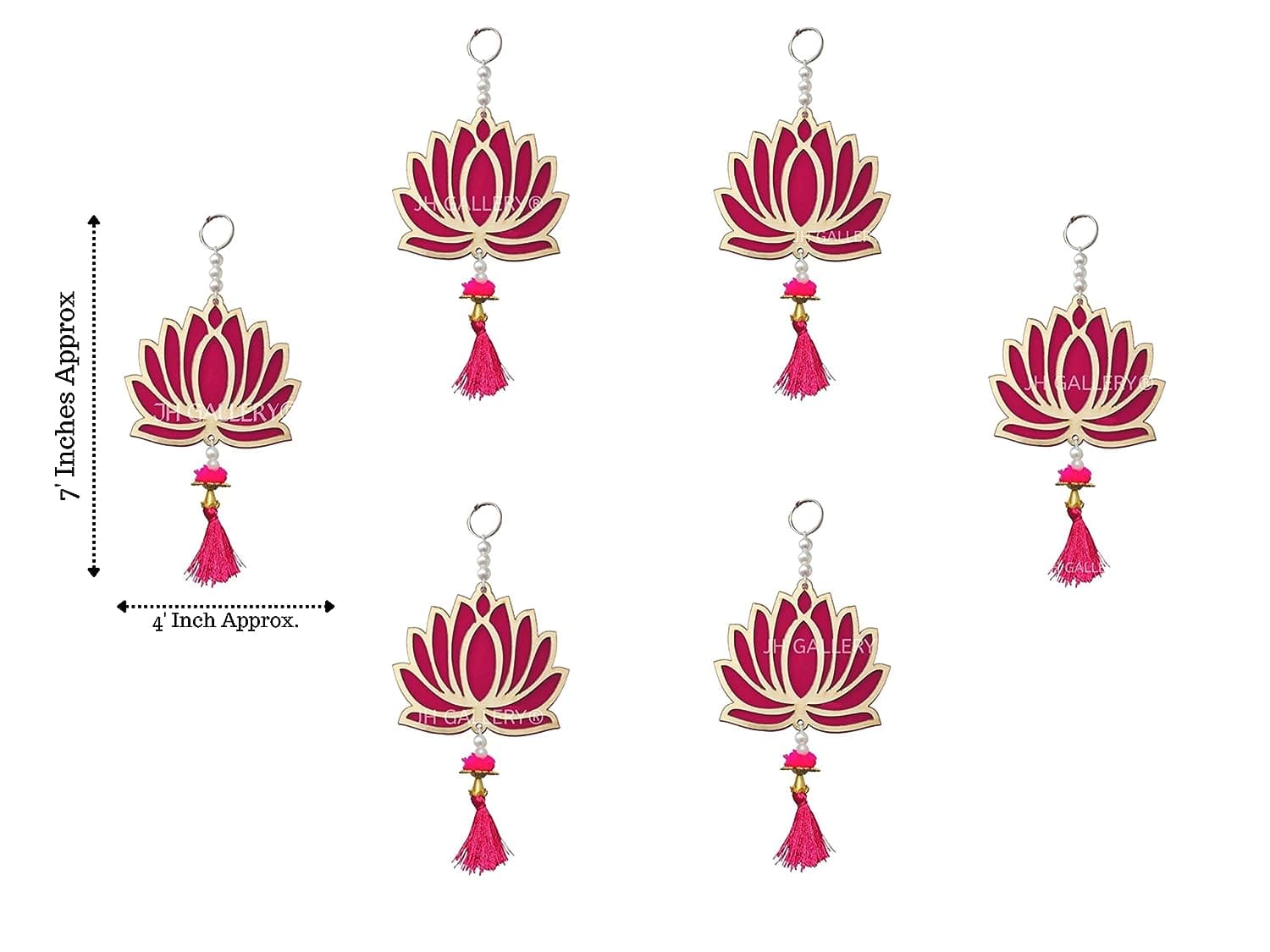 Lotus Hangings for Decoration Wall Hangings for Temple Decor, Diwali Decor | Diwali Decoration Items for Home Decor | Pooja Decoration Items (Pack of 6) - YuvaFlowers