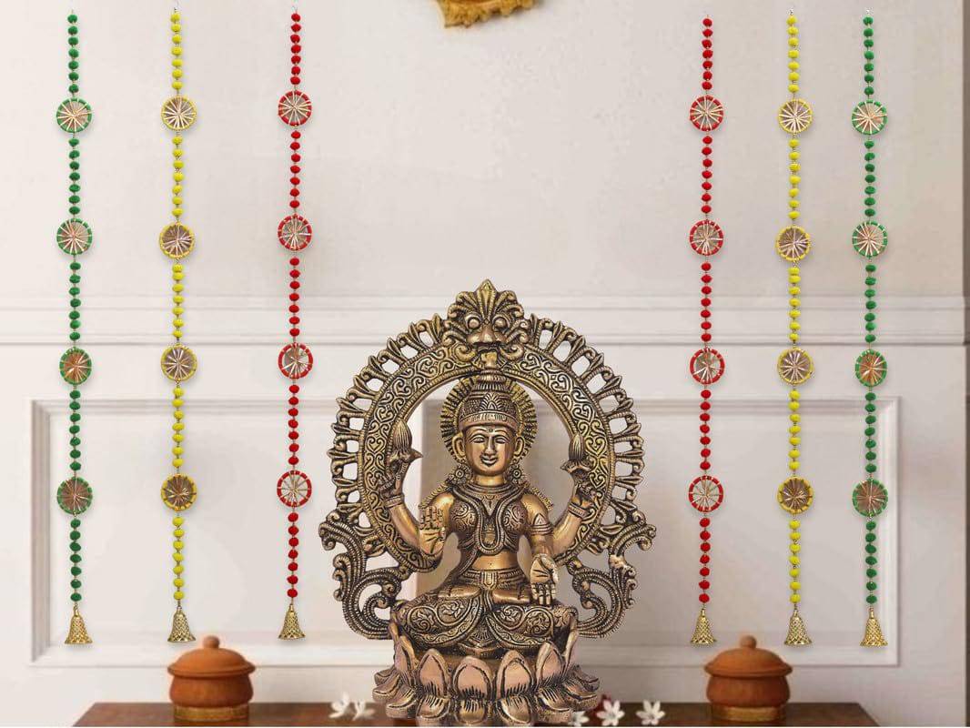 Lotus Hangings for Decoration Wall Hangings for Temple Decor, Diwali Decor | Diwali Decoration Items for Home Decor | Pooja Decoration Items (Pack of 6) - YuvaFlowers