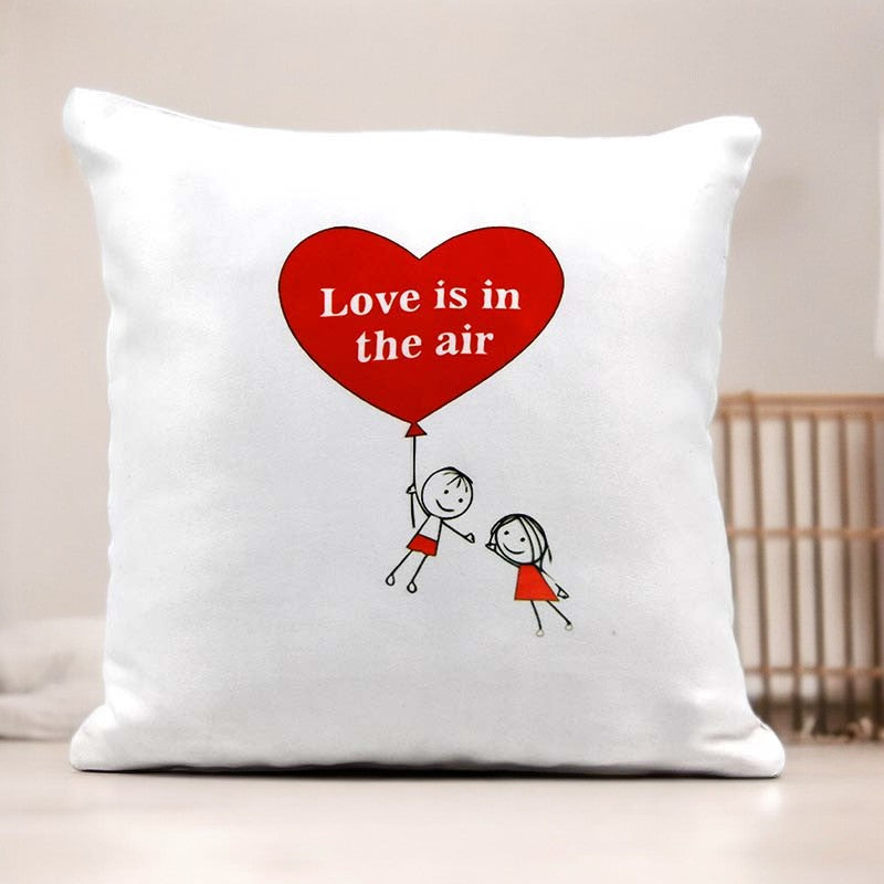 Flying Couple In Love White Cushion Cover - YuvaFlowers