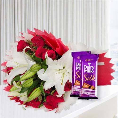 Love Lillies and Chocolates - YuvaFlowers