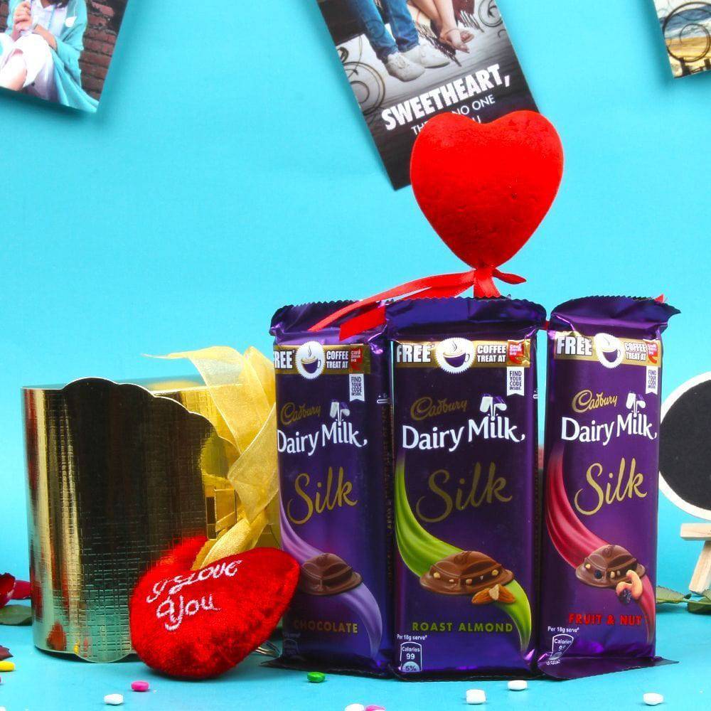 Love Treat Of Dairy Milk Silk Chocolates - YuvaFlowers