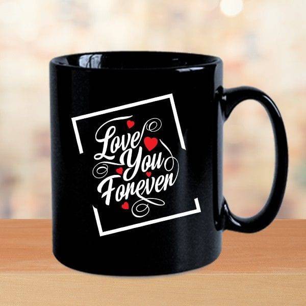 Love You Forever Black Ceramic Mug - YuvaFlowers