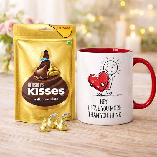 Love You More Gift Set – Hershey’s Kisses Milk Chocolate with Romantic Mug