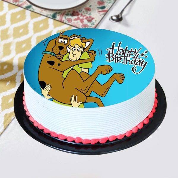 Lovely scooby & Shaggy Pineapple Photo Cake - YuvaFlowers