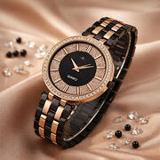 Luxe Noir Rose Gold Crystal Dial Women’s Quartz Watch