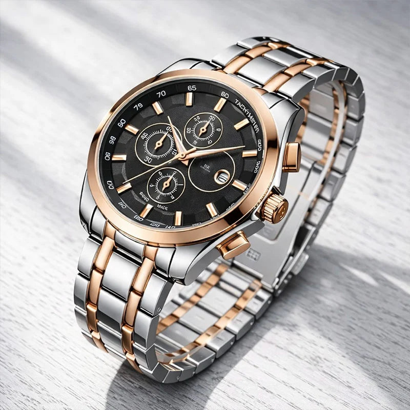 LuxeChrono Orion Two-Tone Chronograph Watch