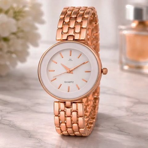 LuxeRose Minimalist Quartz Watch – Rose Gold Stainless Steel