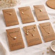 Make A Wish Minimal Gold Charm Necklace (Set of 6)