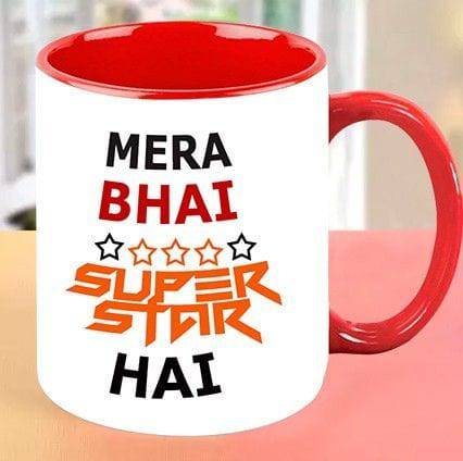 Mera Bhai Superstar Personalised Mug - YuvaFlowers