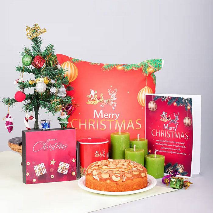 Merry Xmas Dry Fruit Cake Hamper - YuvaFlowers