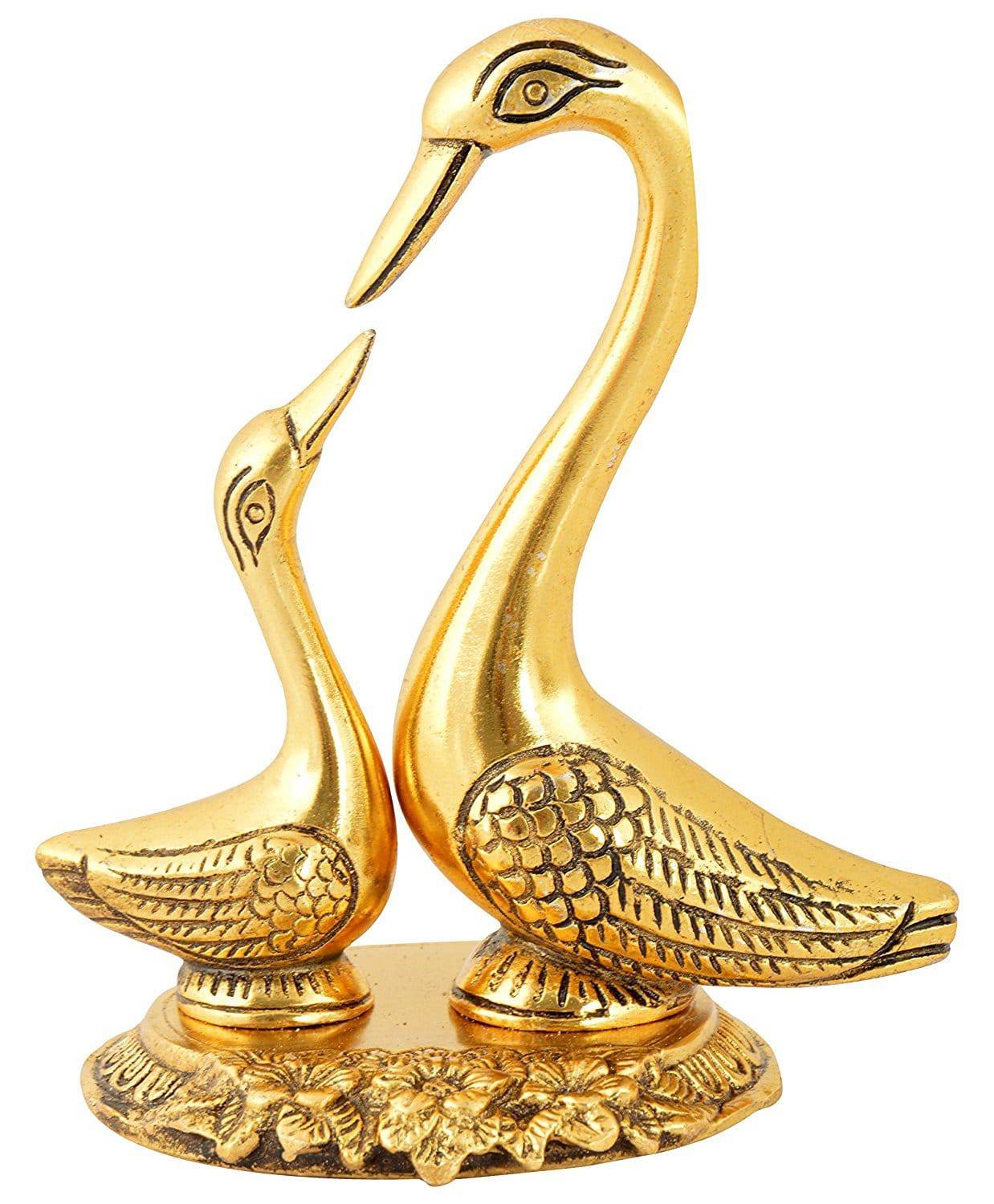 Metal Kissing Duck Showpiece for Home and Living Room Decor,- Decorative Items for Home, Antique Home Decor (6 Inches, Golden, 1 Piece) - YuvaFlowers