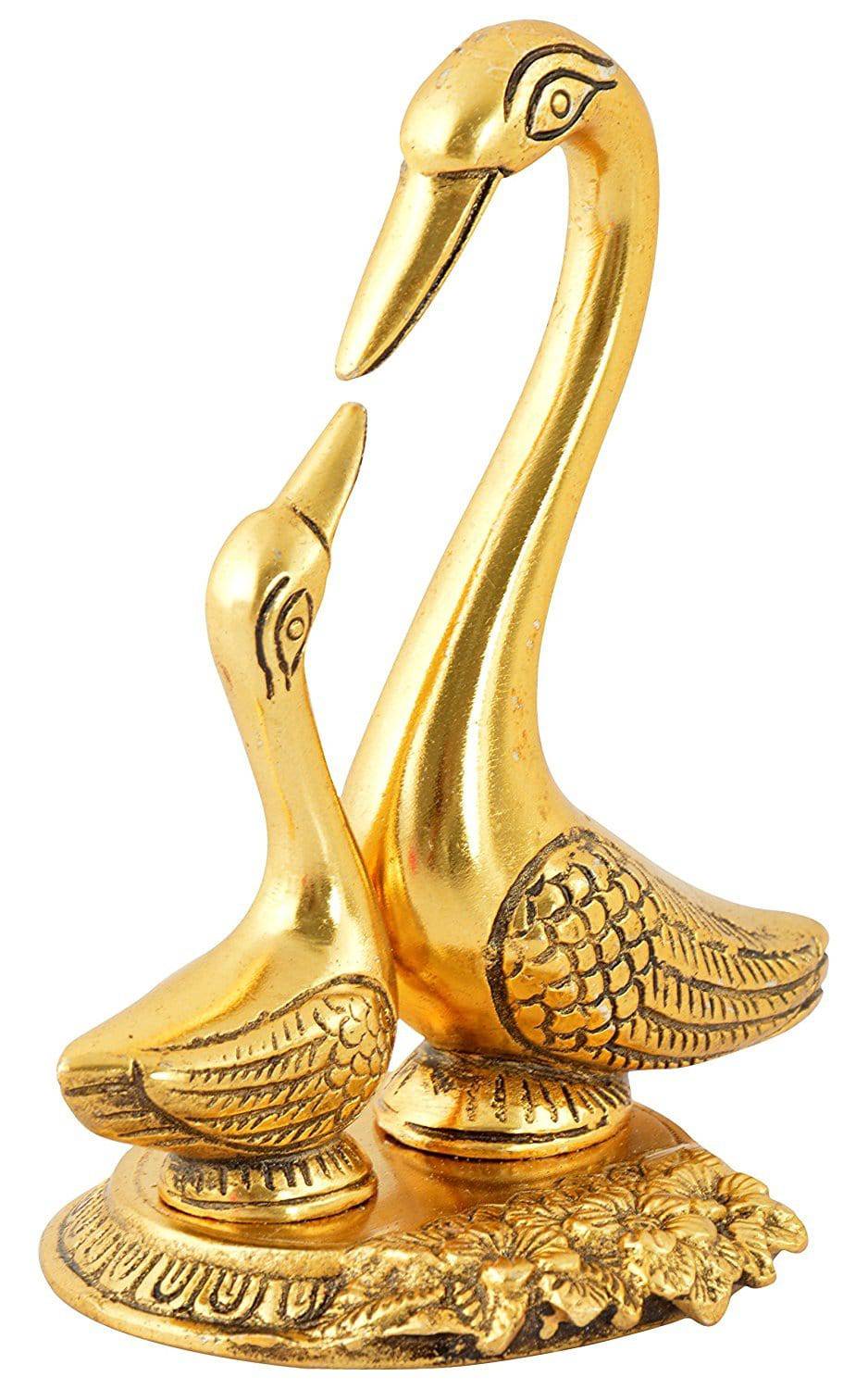 Metal Kissing Duck Showpiece for Home and Living Room Decor,- Decorative Items for Home, Antique Home Decor (6 Inches, Golden, 1 Piece) - YuvaFlowers