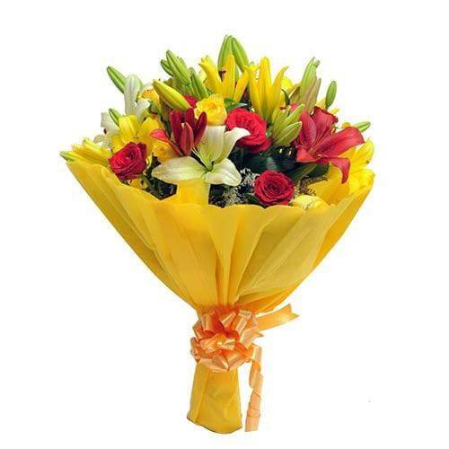 Mixed Roses N Lilies - YuvaFlowers