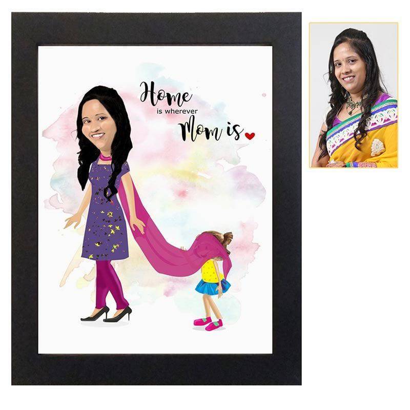 Mom's Personalized Caricature Frame - YuvaFlowers