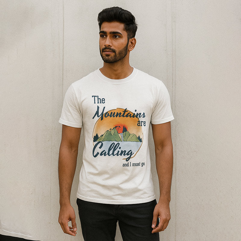 The Mountains Are Calling Graphic T-Shirt with The Man Company Black Perfume Combo