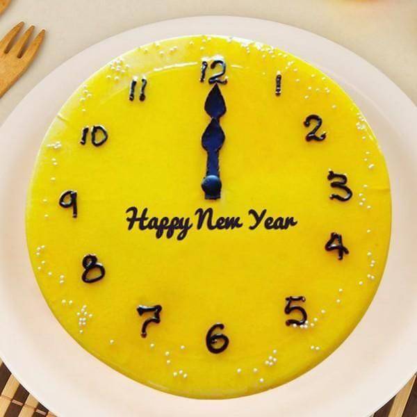 New Year Clock Time Pineapple Cake - YuvaFlowers