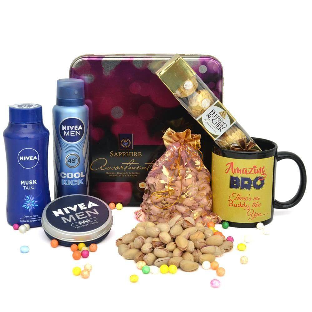 Nivea and Chocolate Hamper for Brother - YuvaFlowers