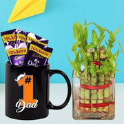 No.1 Dad Dairy Milk Bamboo Hamper - YuvaFlowers