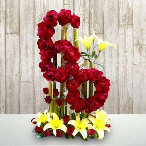 Numeric Tall Arrangement - YuvaFlowers