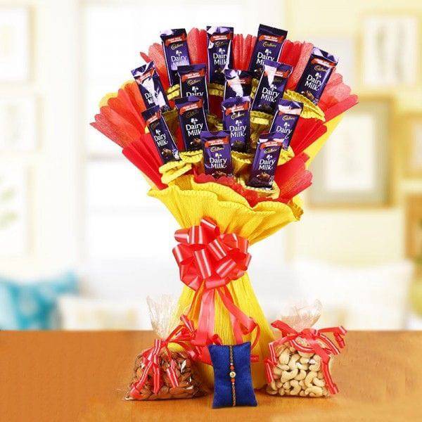 Nuts n Chocolates and Rakhi - YuvaFlowers