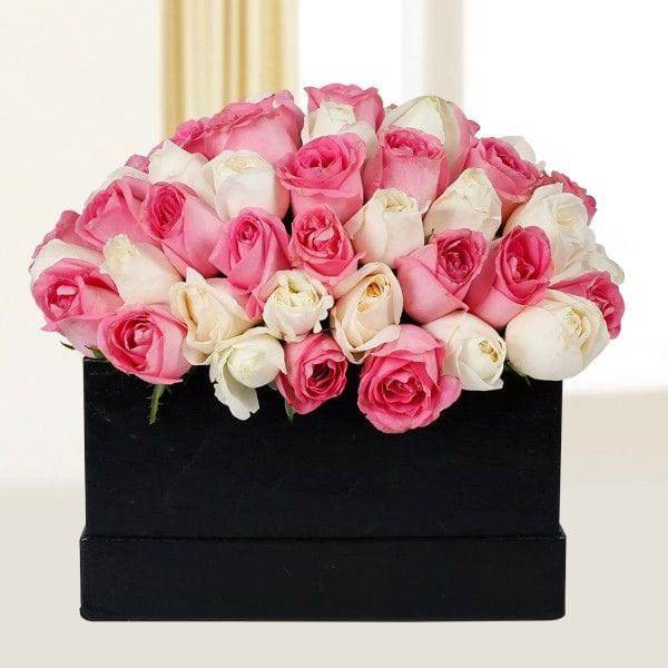 Peaceful Pink N White Roses - YuvaFlowers