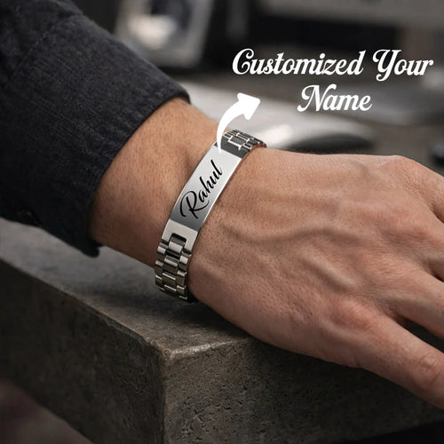 Personalized Engraved Name Bracelet – Stainless Steel ID Chain Online Gift Delivery