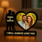 Personalized Heart-Shaped LED Couple Photo Frame With Custom Names