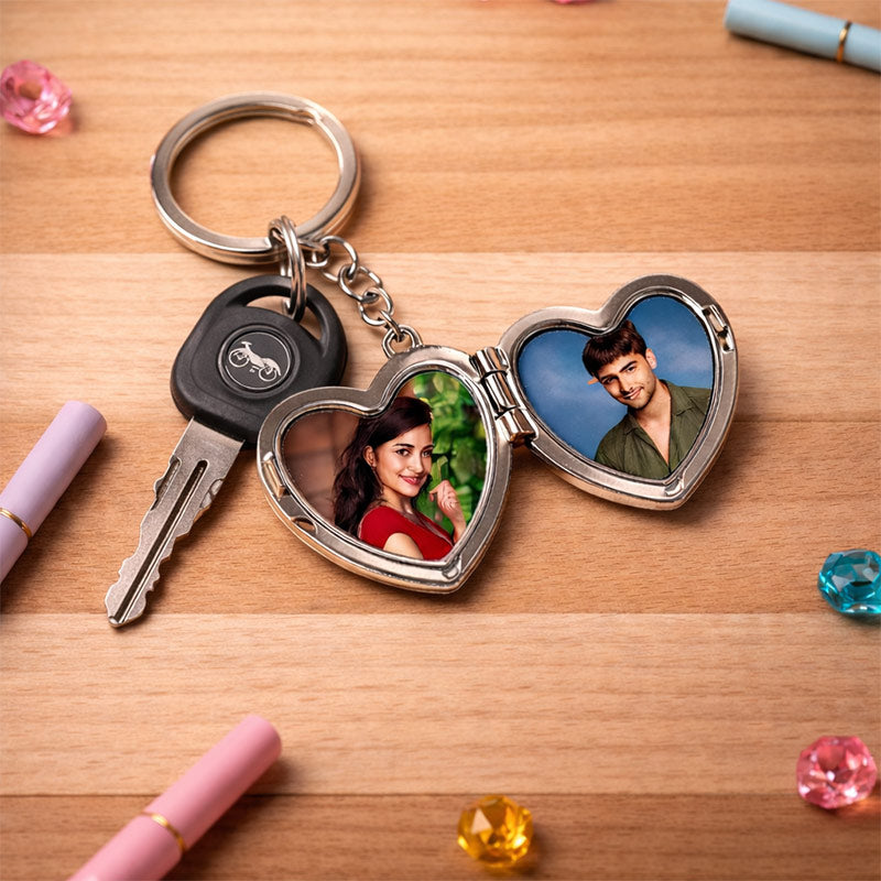 Personalized Heart Photo Keychain – Double Side Love Memory Pendant