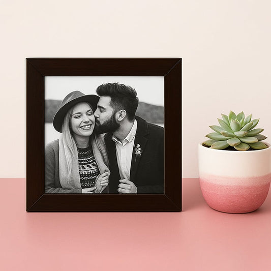 Elegant Wooden Personalized Photo 4x4 Frame - Tabletop Décor Gift