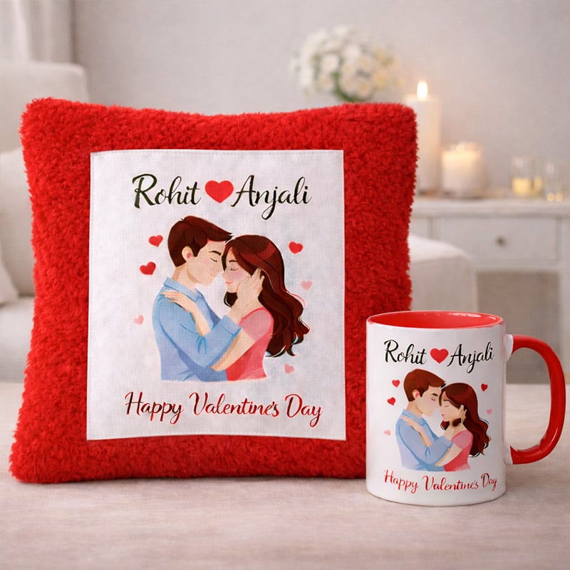 Personalized Valentine’s Day Cushion & Mug Combo