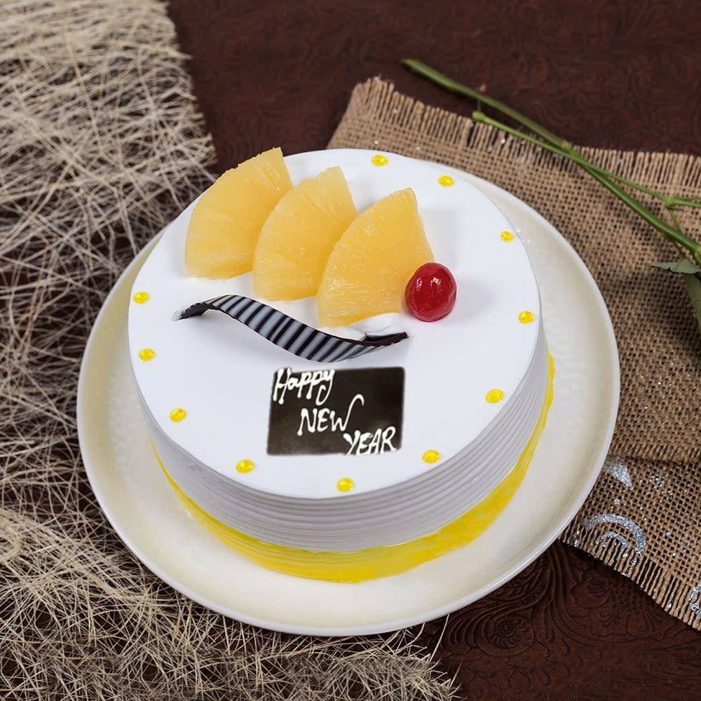 Pineapple Happy New Year Cake - YuvaFlowers
