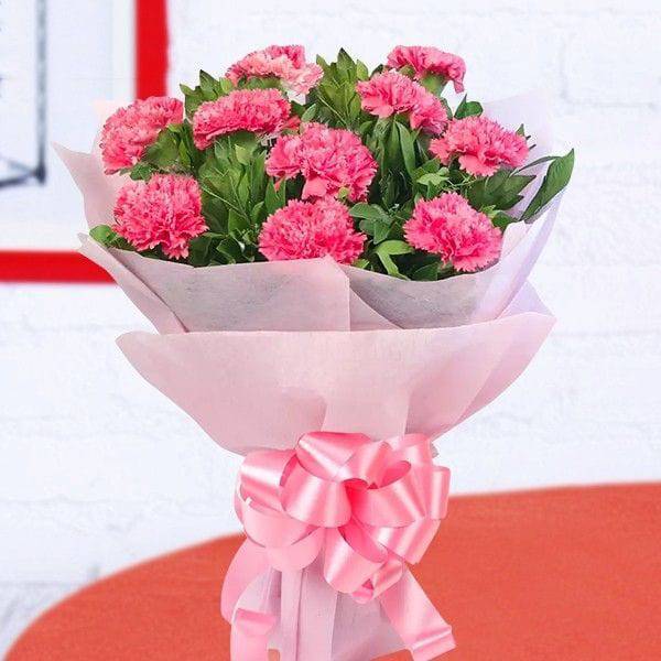 Pink Carnation Bouquet - YuvaFlowers