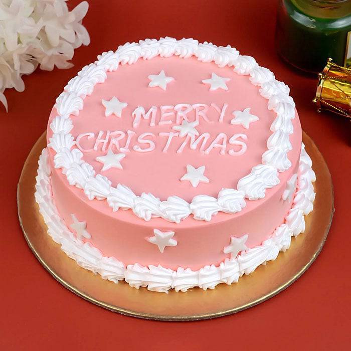 Pink Merry Christmas Cake - 1/2 Kg - YuvaFlowers
