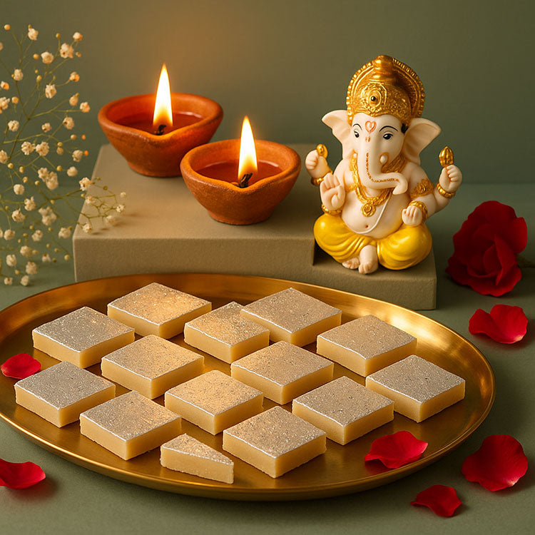 Premium Silver-Coated Kaju Katli Sweets Box - Festive Special