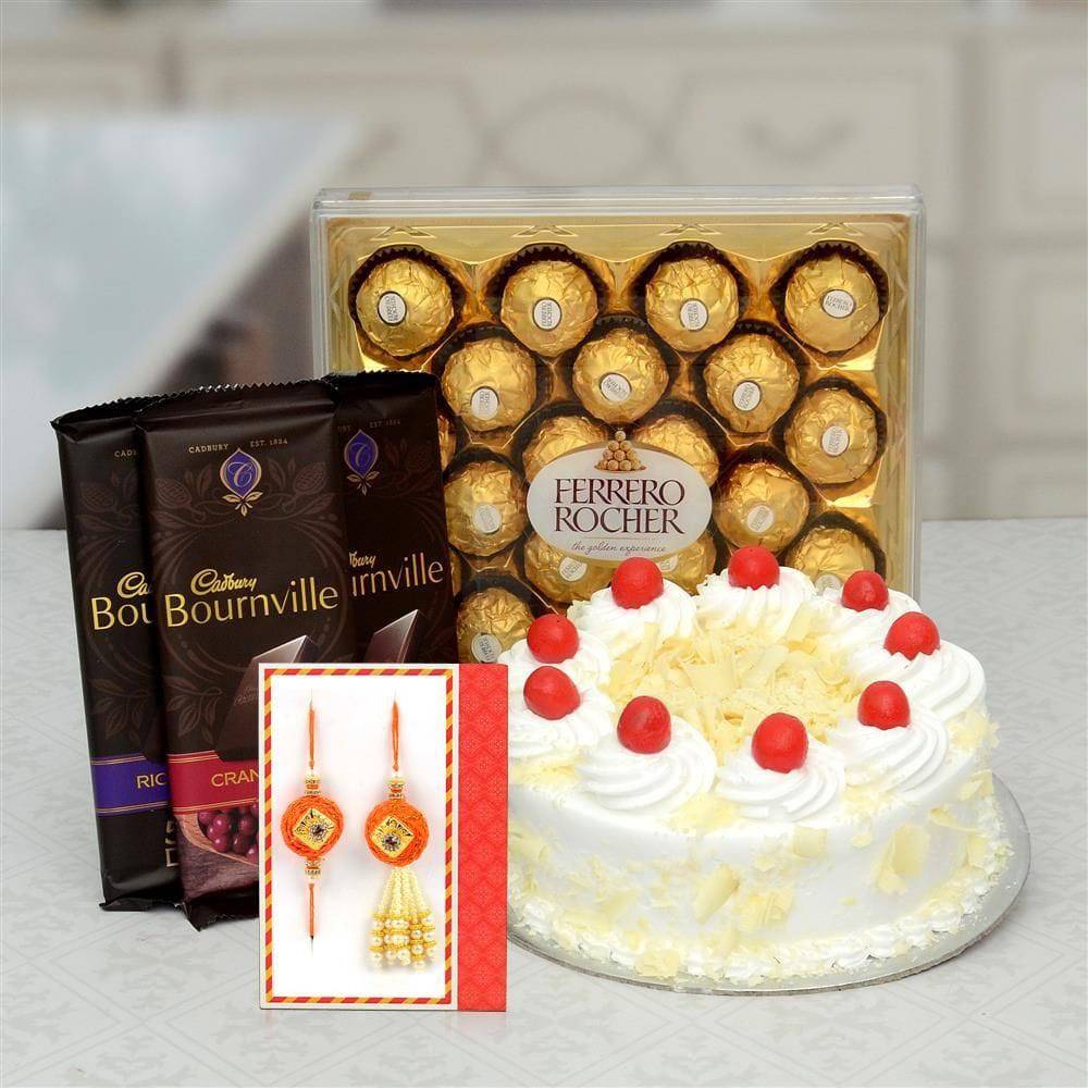 Pretty Pineapple Bournville Rakhi Lumba Hamper - YuvaFlowers