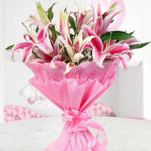 Pretty Pink Lilies - YuvaFlowers