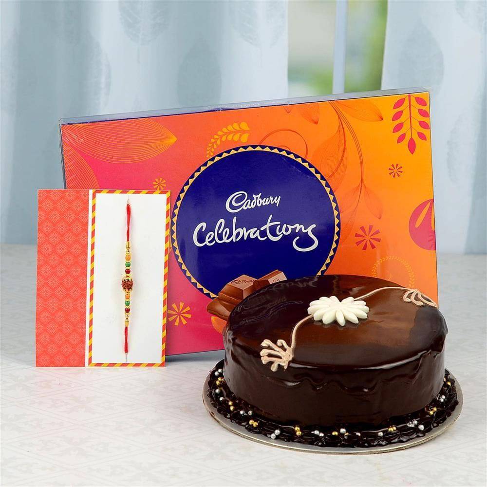 Rakhi Chocolate Cake & Celebration Hamper - YuvaFlowers