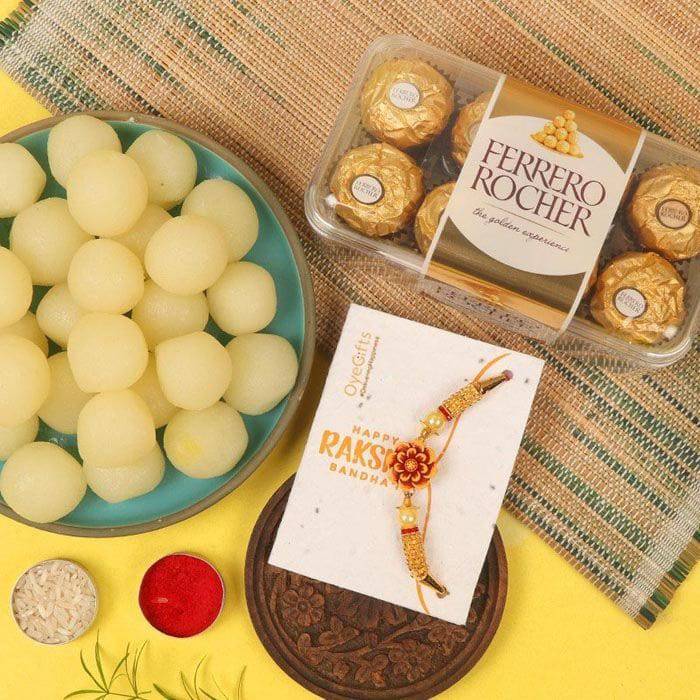 Rakhi Rasgulla Ferrero Rocher Combo - YuvaFlowers