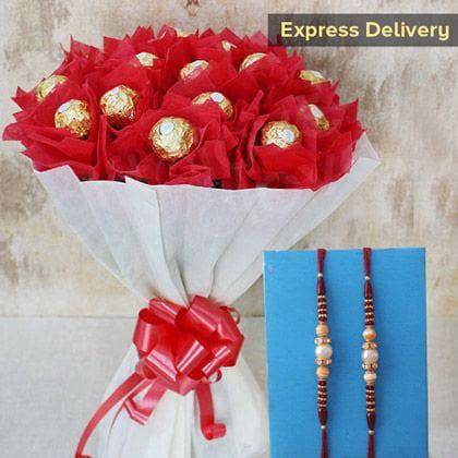 Rakhi with Ferrero Bouquet - YuvaFlowers