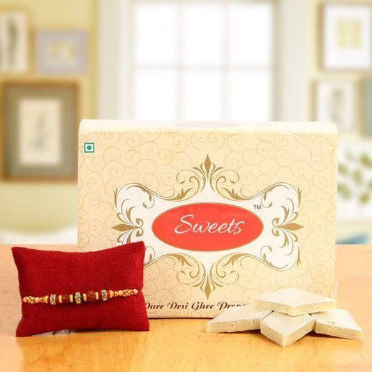 Rakhi with kaaju katli - YuvaFlowers