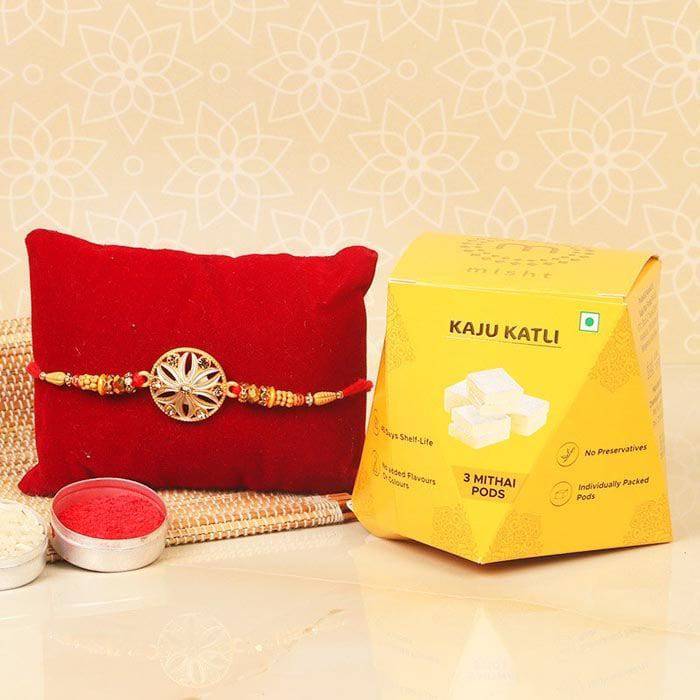 Rakhi With Kaju Katli Set - YuvaFlowers